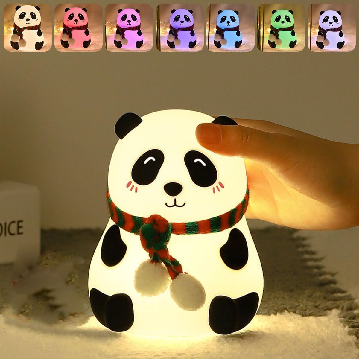 Rechargeable Silicone Panda Night Light for Kids – Soft BPA-Free 7-Color LED Lamp | Cute Bedroom Decor & Gift for Toddlers, Teens & Valentine’s Day
