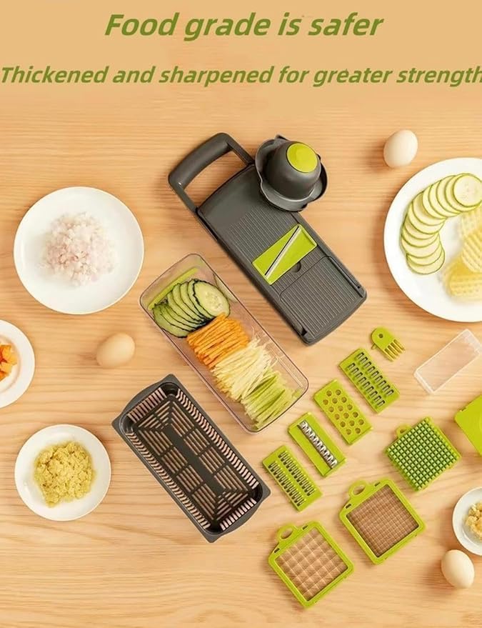 14 - in - 1 Vegetable Chopper | Onion Chopper, Slicer, Dicer & Potato Peeler with 8 Blades - KIDELLE & CO.