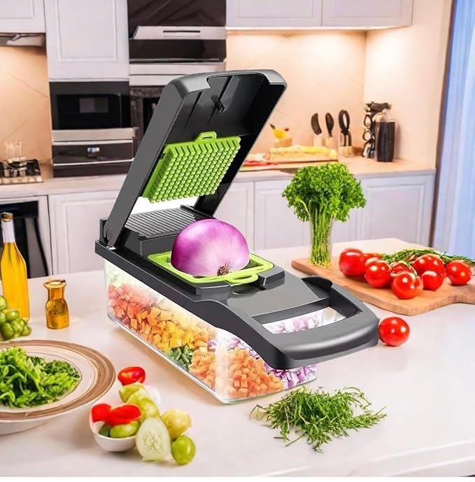 14 - in - 1 Vegetable Chopper | Onion Chopper, Slicer, Dicer & Potato Peeler with 8 Blades - KIDELLE & CO.
