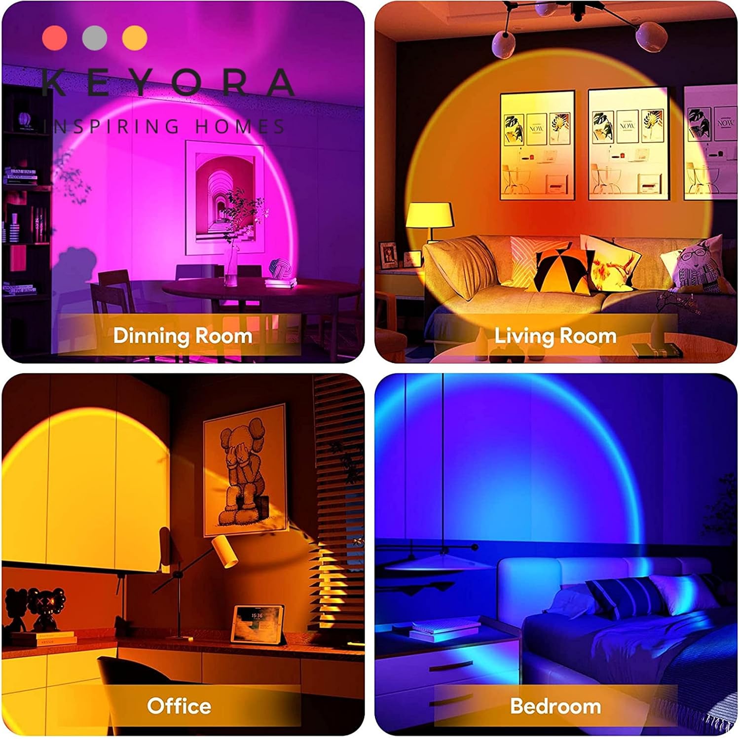 16 - Color Sunset Projection Lamp with Remote – Romantic LED Night Light for Bedroom, Home Décor & Parties - KIDELLE & CO.