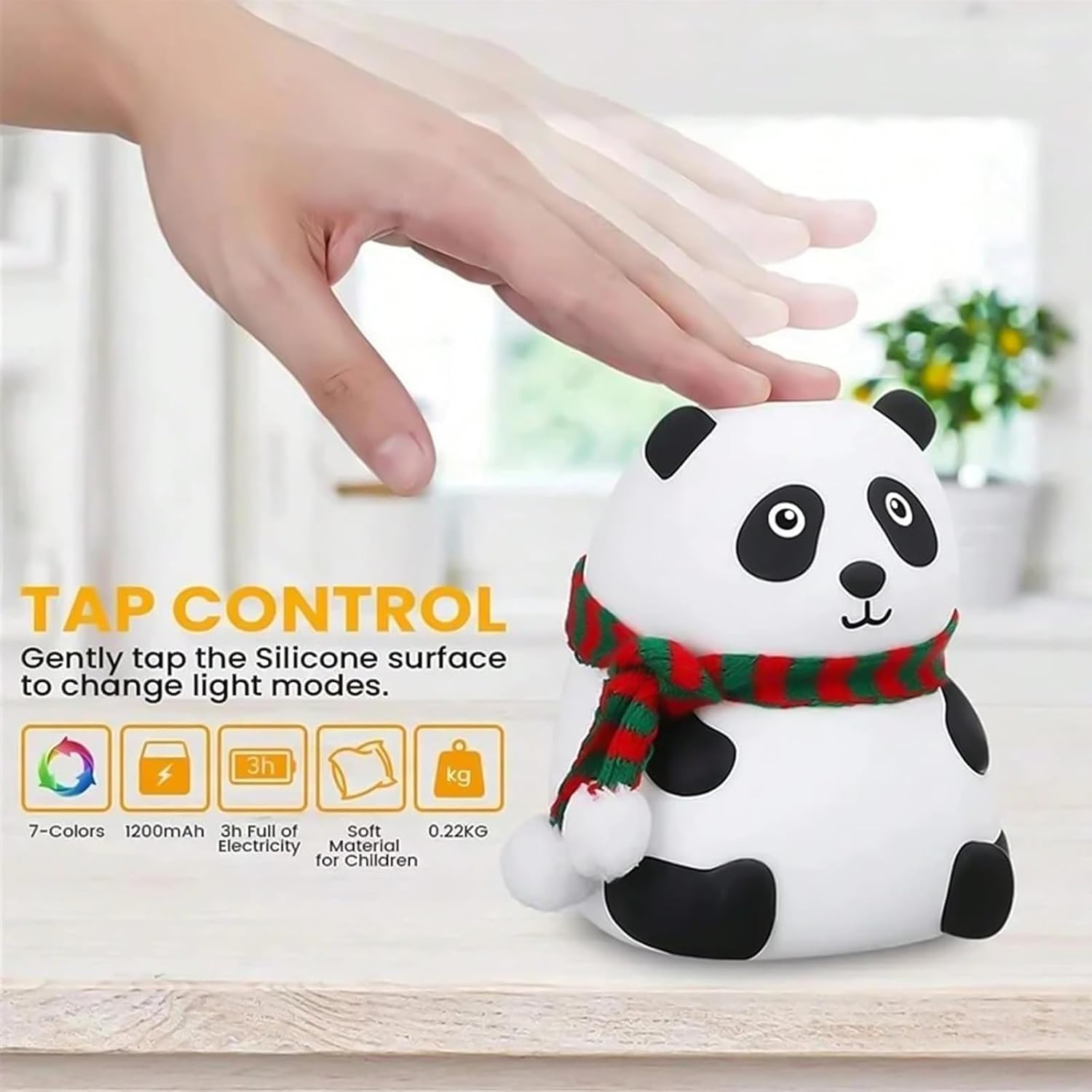 Rechargeable Silicone Panda Night Light for Kids – Soft BPA-Free 7-Color LED Lamp | Cute Bedroom Decor & Gift for Toddlers, Teens & Valentine’s Day