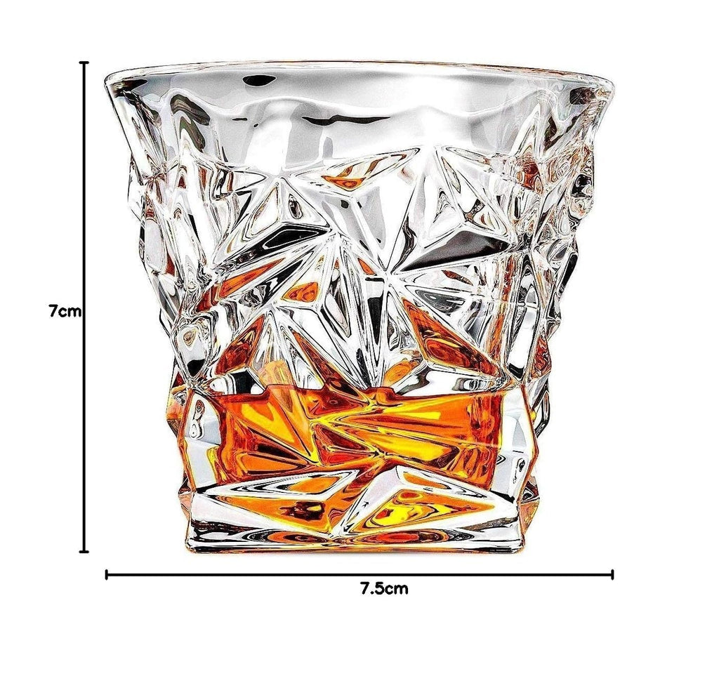 Diamond Crystal Cut Whiskey Glasses Set of 6 (300 ml) – Premium Tumblers for Bourbon, Scotch, Whisky, Cocktails & Cognac - KIDELLE & CO.