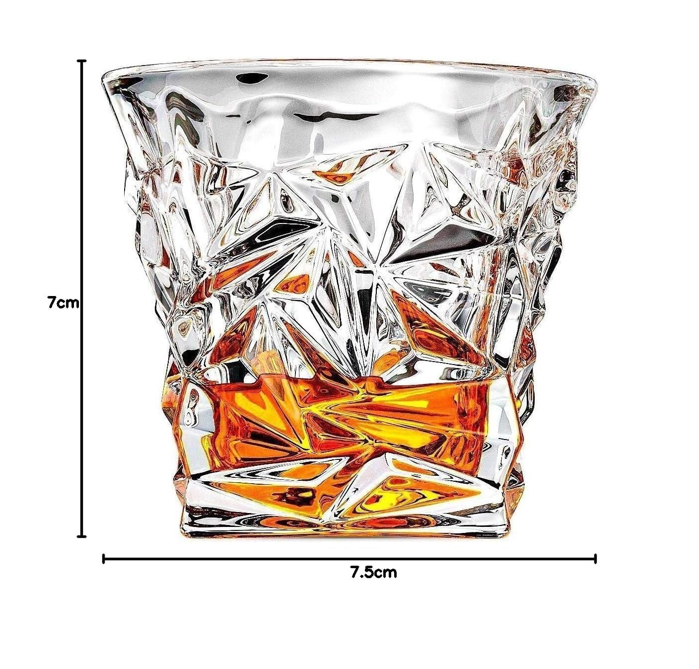 Diamond Crystal Cut Whiskey Glasses Set of 6 (300 ml) – Premium Tumblers for Bourbon, Scotch, Whisky, Cocktails & Cognac - KIDELLE & CO.