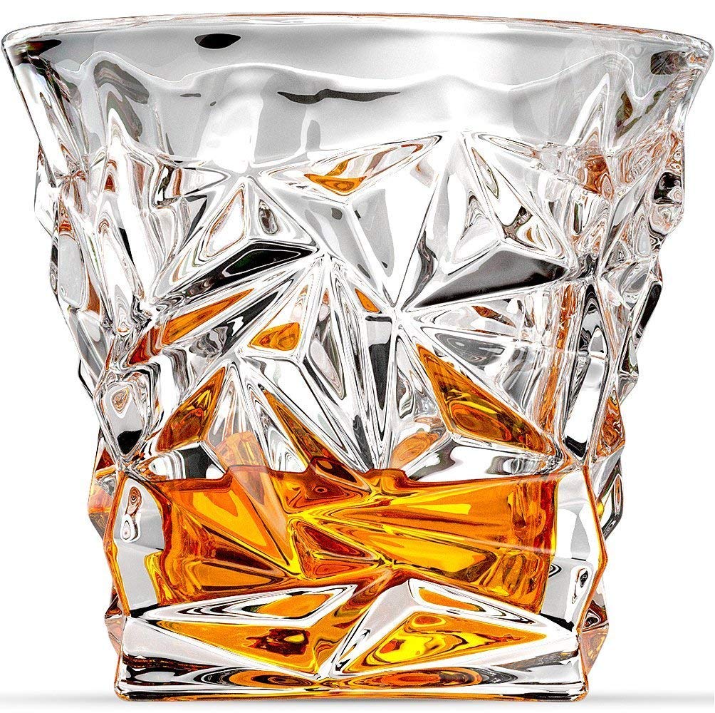 Diamond Crystal Cut Whiskey Glasses Set of 6 (300 ml) – Premium Tumblers for Bourbon, Scotch, Whisky, Cocktails & Cognac - KIDELLE & CO.