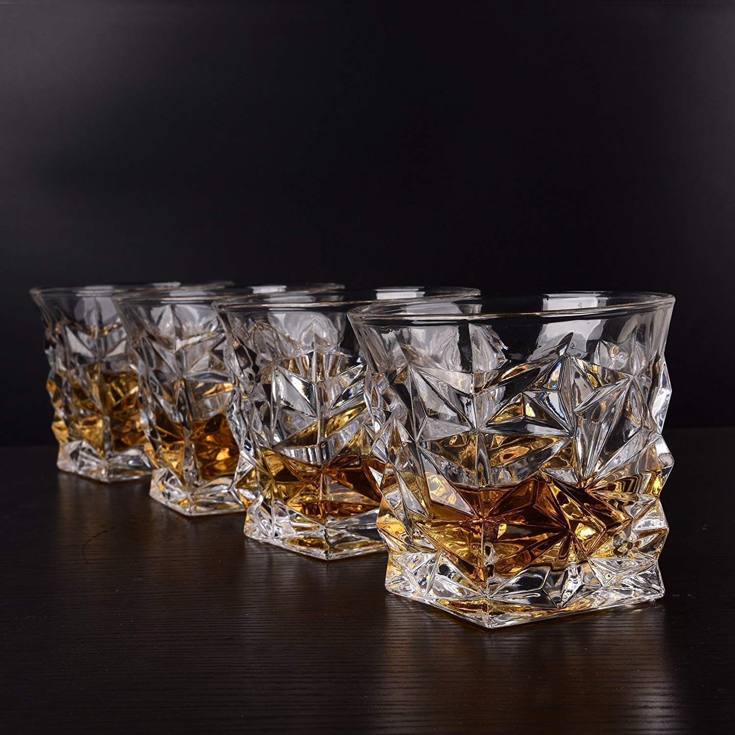 Diamond Crystal Cut Whiskey Glasses Set of 6 (300 ml) – Premium Tumblers for Bourbon, Scotch, Whisky, Cocktails & Cognac - KIDELLE & CO.