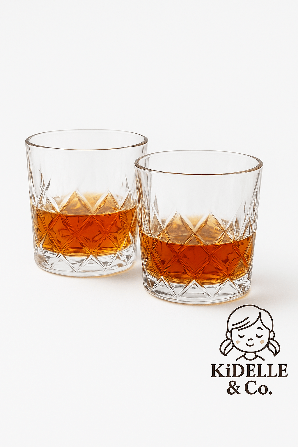Diamond Crystal Cut Whiskey Glasses Set of 6 (300 ml) – Premium Tumblers for Bourbon, Scotch, Whisky, Cocktails & Cognac - KIDELLE & CO.