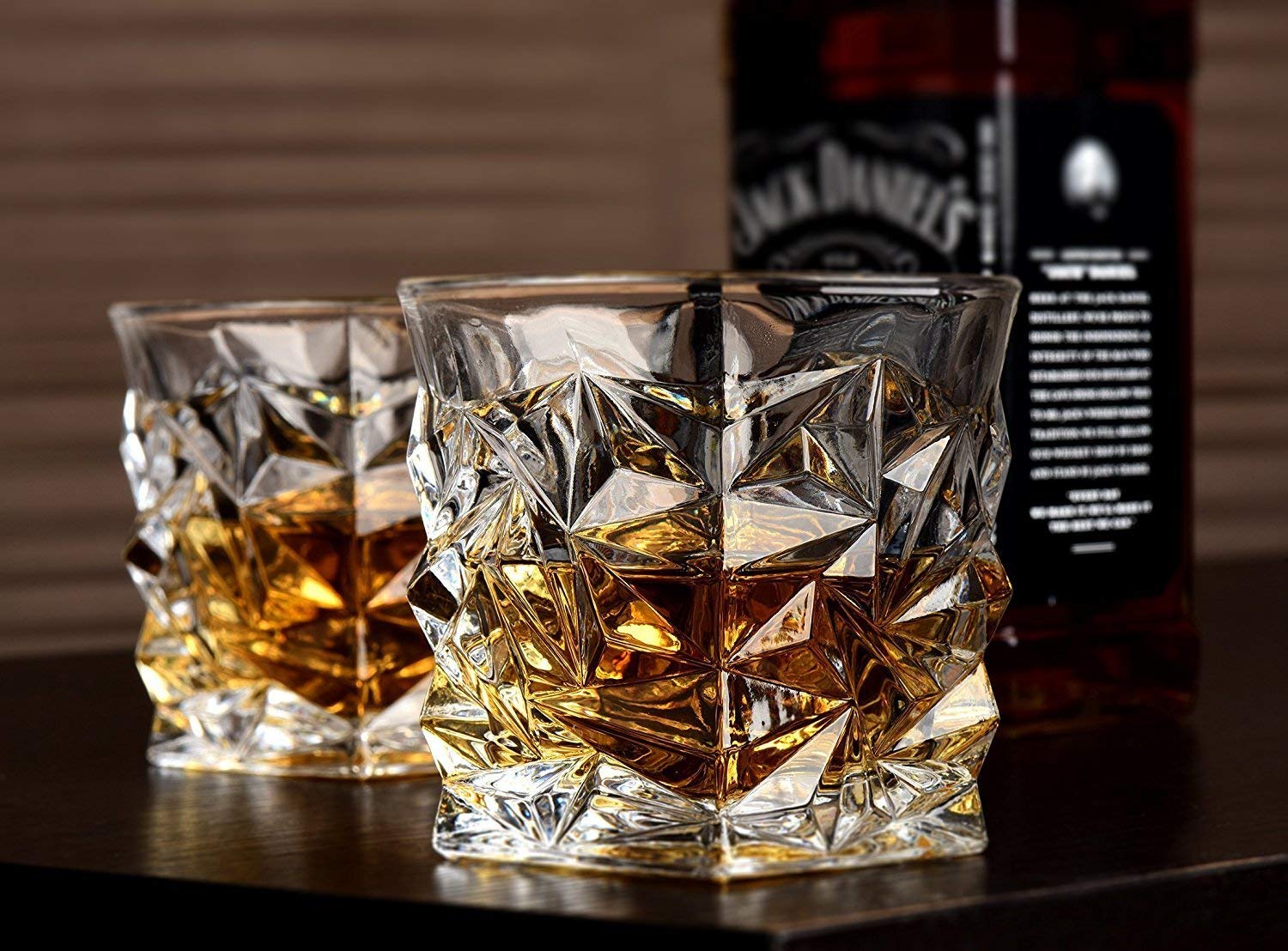 Diamond Crystal Cut Whiskey Glasses Set of 6 (300 ml) – Premium Tumblers for Bourbon, Scotch, Whisky, Cocktails & Cognac - KIDELLE & CO.