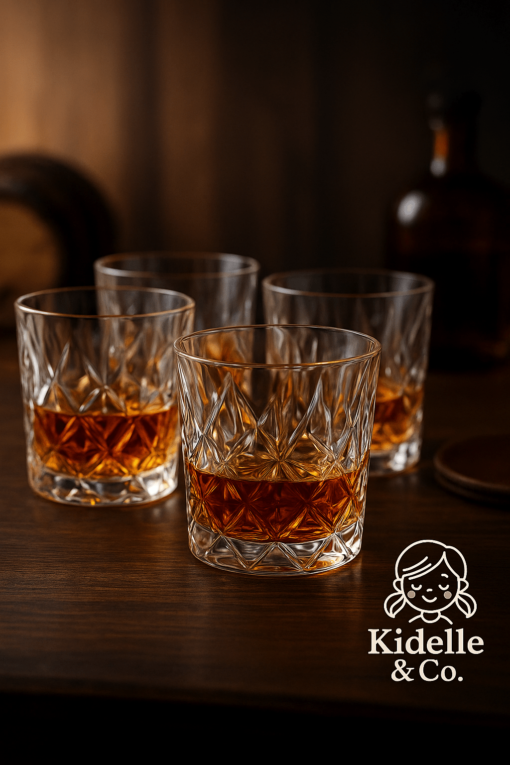 Diamond Crystal Cut Whiskey Glasses Set of 6 (300 ml) – Premium Tumblers for Bourbon, Scotch, Whisky, Cocktails & Cognac - KIDELLE & CO.