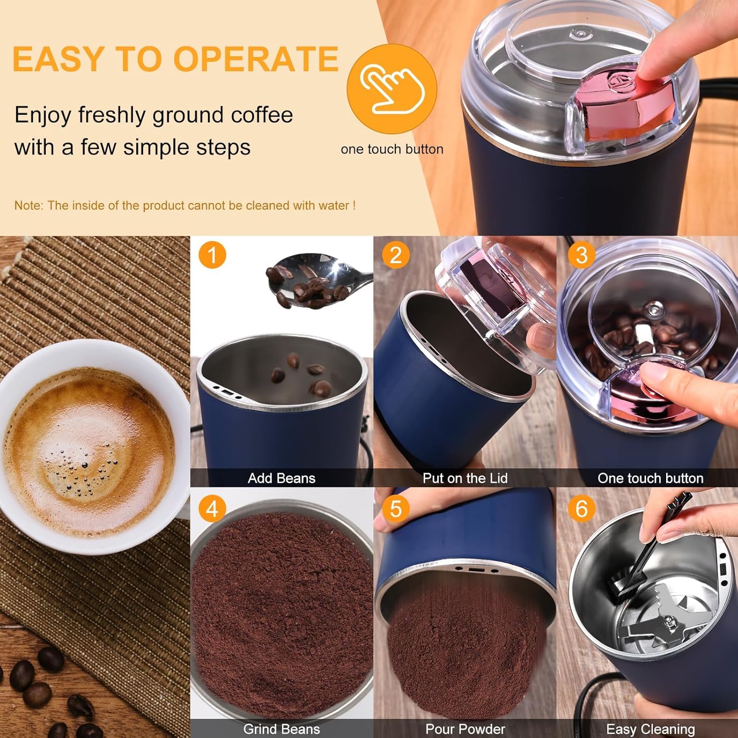 Electric Coffee Grinder & Masala Spice Grinder – Portable Stainless Steel 4 - Blade Dry Grinder (Medium) - KIDELLE & CO.