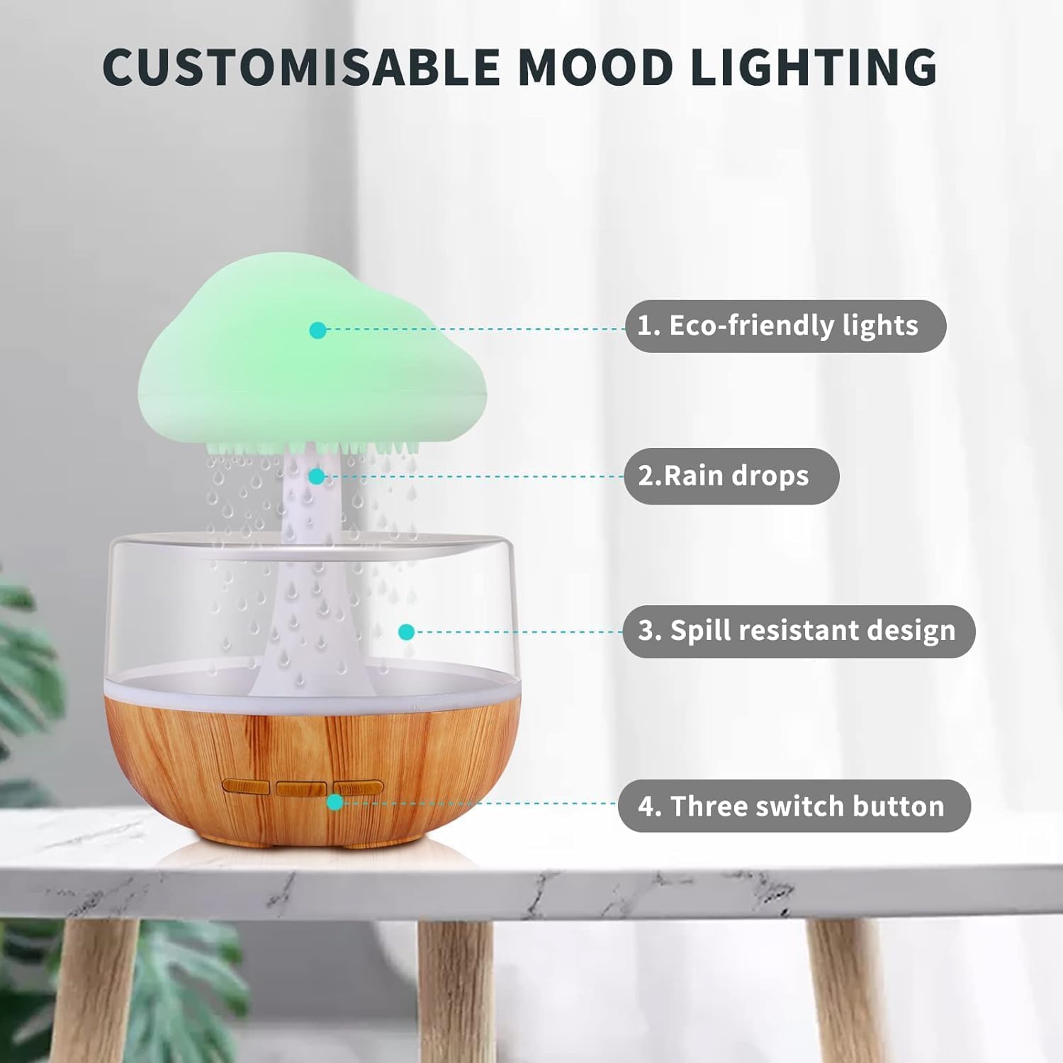 Flame Humidifier & Essential Oil Diffuser – Portable Noiseless Aroma Machine with Atmosphere Light for Home & Office (Deer Flame / Cloud Rain) - KIDELLE & CO.