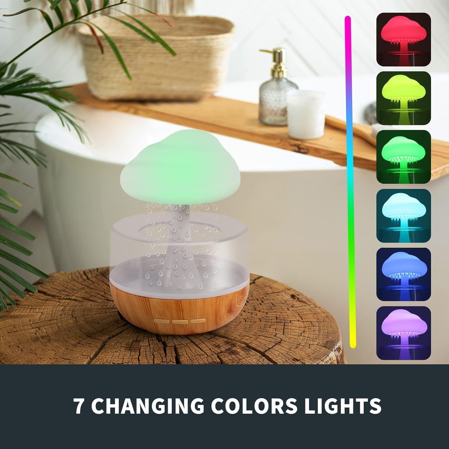 Flame Humidifier & Essential Oil Diffuser – Portable Noiseless Aroma Machine with Atmosphere Light for Home & Office (Deer Flame / Cloud Rain) - KIDELLE & CO.
