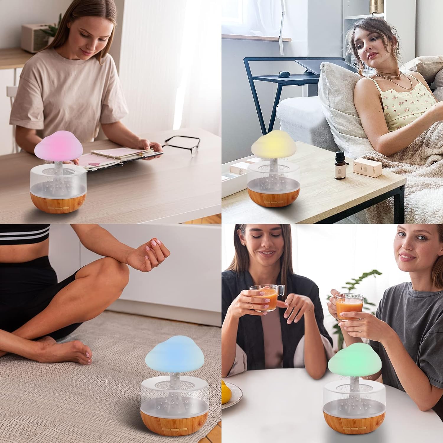 Flame Humidifier & Essential Oil Diffuser – Portable Noiseless Aroma Machine with Atmosphere Light for Home & Office (Deer Flame / Cloud Rain) - KIDELLE & CO.