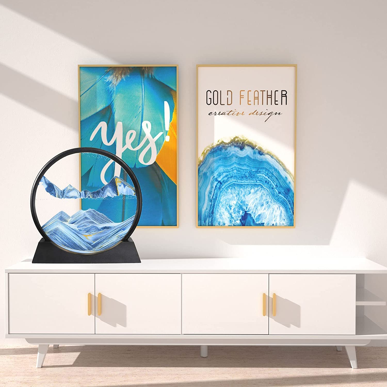 Moving Sand Art Picture – 3D Glass Liquid Painting | Natural Landscape Showpiece for Home & Office Decor - KIDELLE & CO.