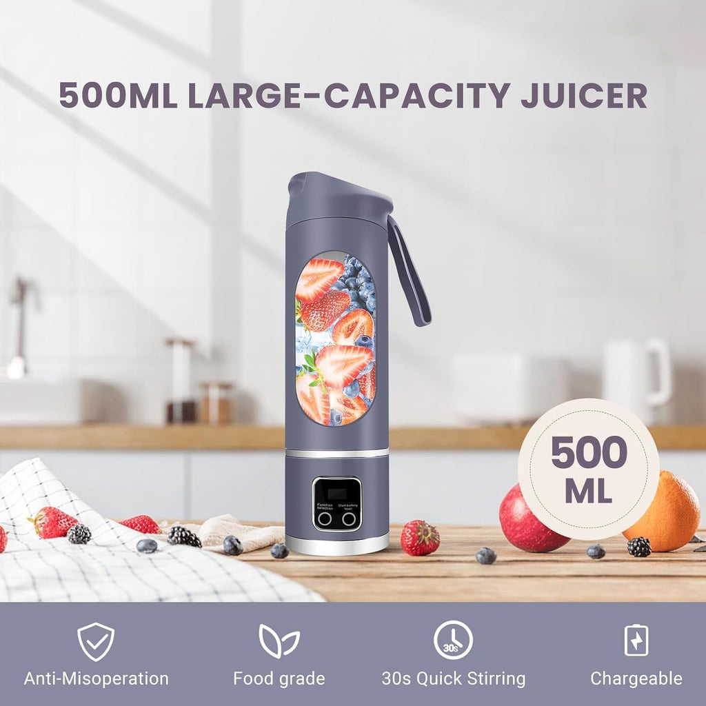 Portable Electric Blender 450ml – USB Rechargeable Smoothie & Juice Maker (1500mAh) - KIDELLE & CO.