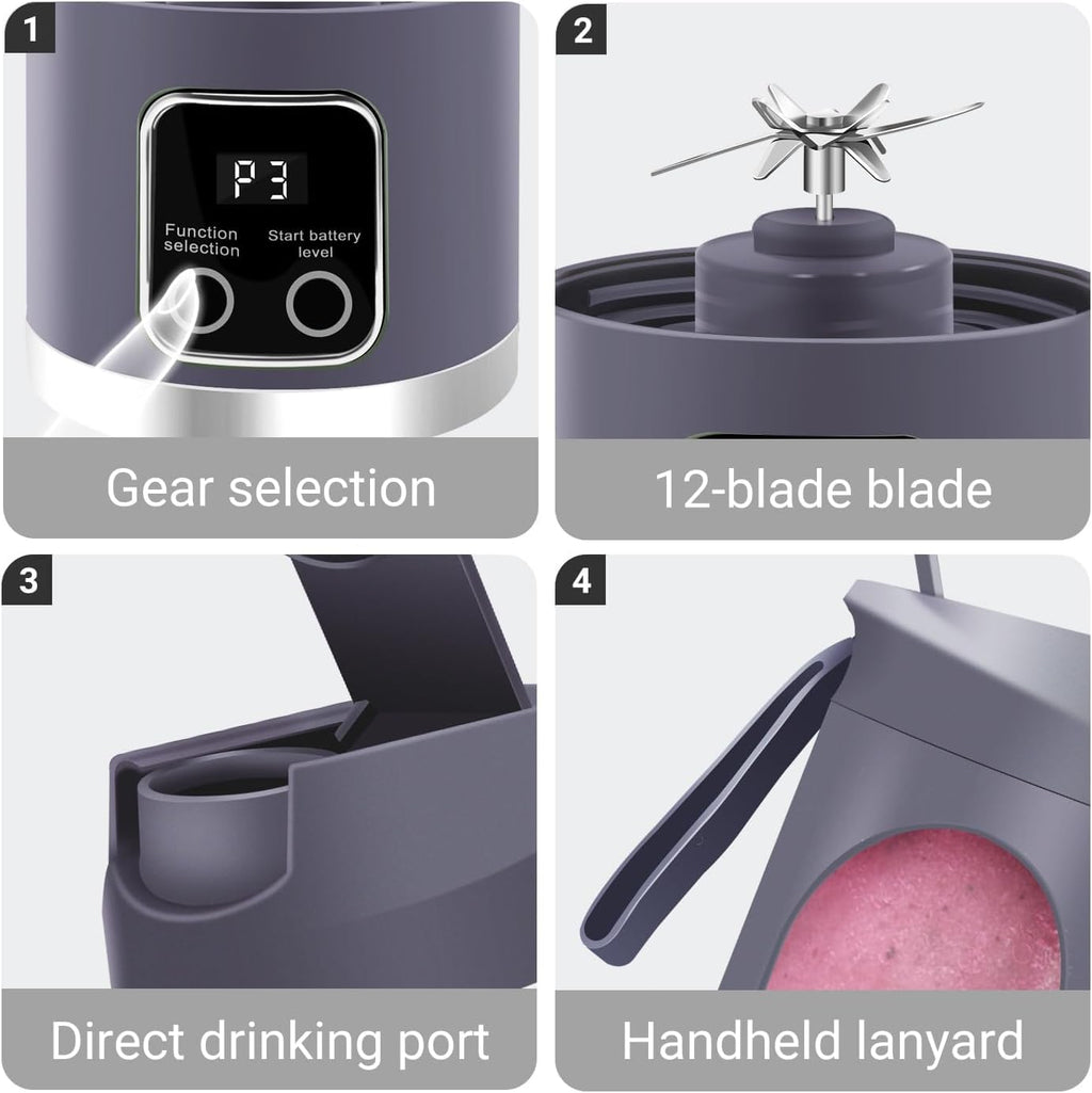 Portable Electric Blender 450ml – USB Rechargeable Smoothie & Juice Maker (1500mAh) - KIDELLE & CO.