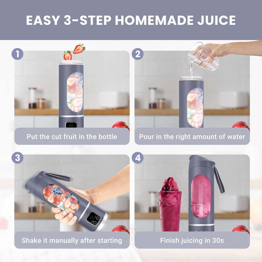 Portable Electric Blender 450ml – USB Rechargeable Smoothie & Juice Maker (1500mAh) - KIDELLE & CO.