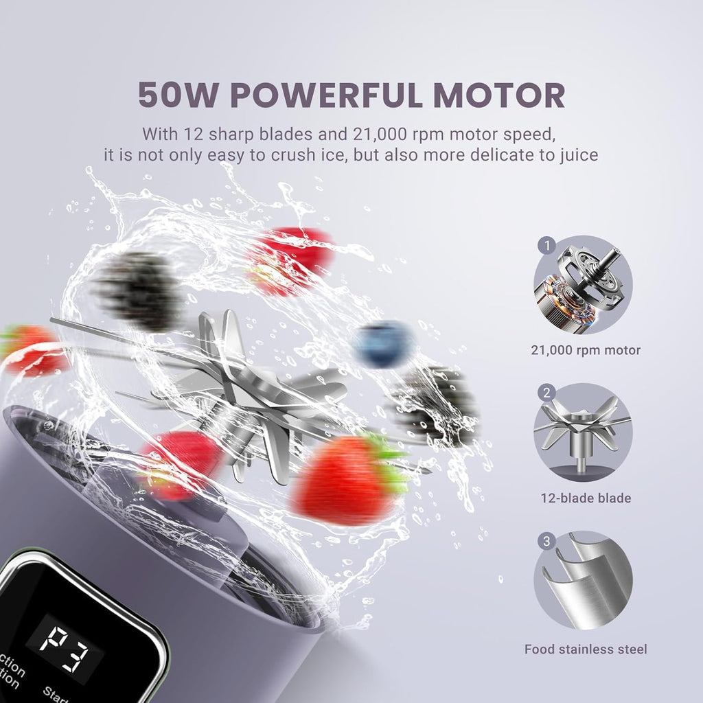 Portable Electric Blender 450ml – USB Rechargeable Smoothie & Juice Maker (1500mAh) - KIDELLE & CO.