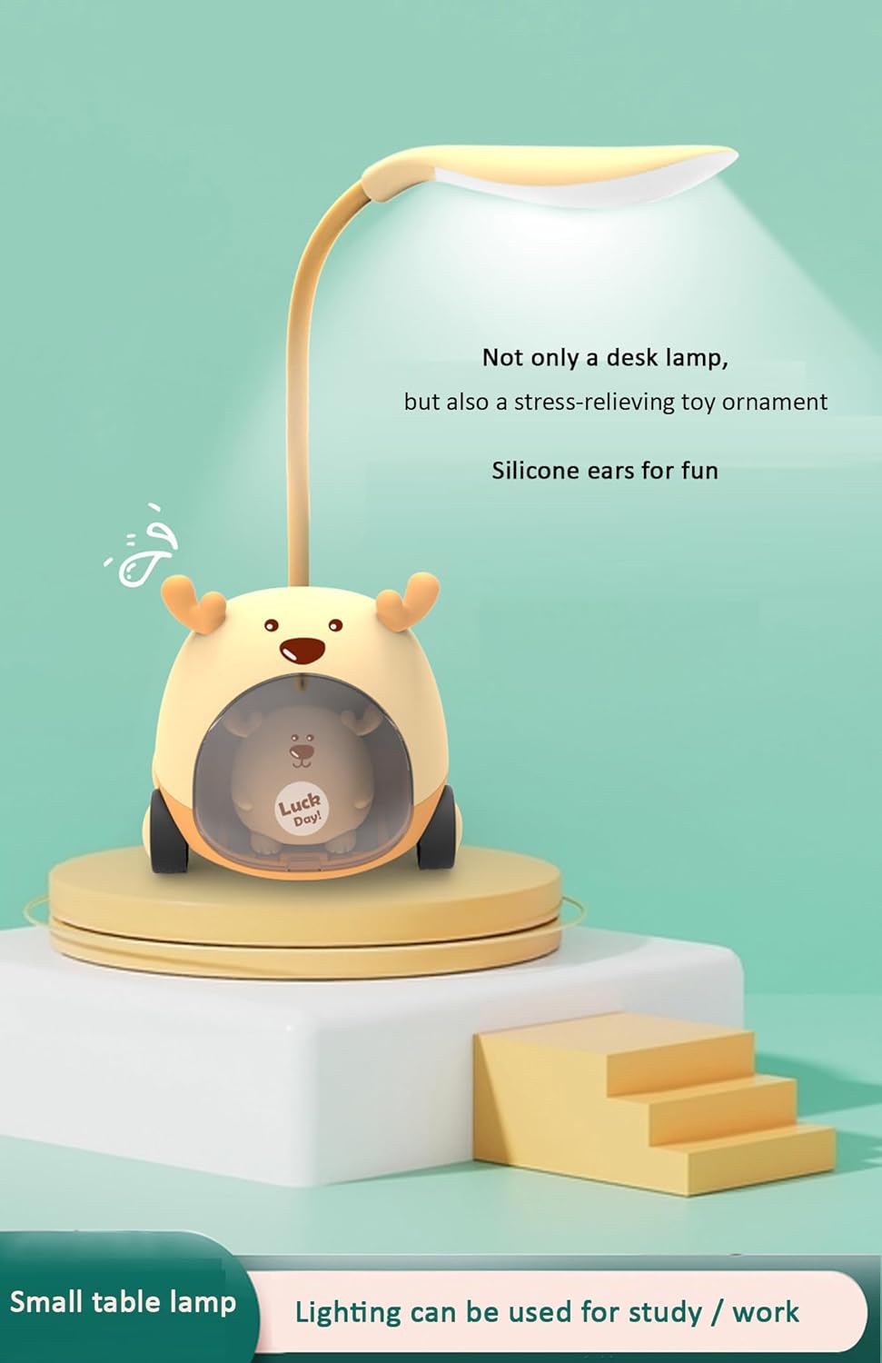 Portable LED Cartoon Table Light with Pen Holder & Pencil Sharpener – Foldable USB Rechargeable Night Light for Kids’ Bedside & Study Desk - KIDELLE & CO.