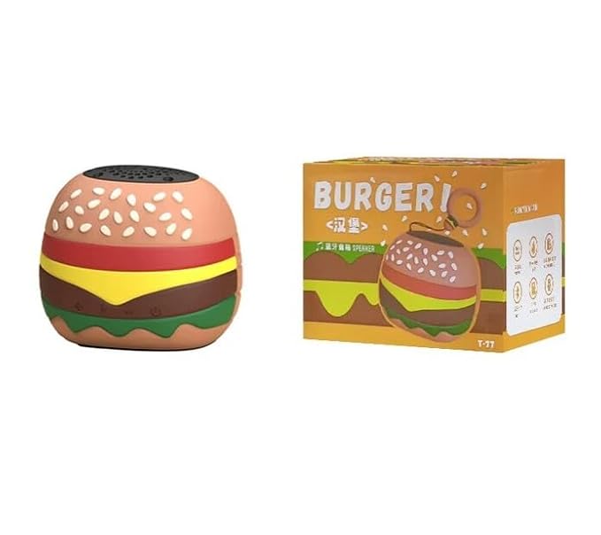 Rechargeable Mini Bluetooth Speaker – Cute Burger Design, Portable Wireless Speaker for Kids, 8H Playtime, Deep Bass & Stereo Sound (Boys & Girls) - KIDELLE & CO.