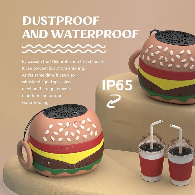 Rechargeable Mini Bluetooth Speaker – Cute Burger Design, Portable Wireless Speaker for Kids, 8H Playtime, Deep Bass & Stereo Sound (Boys & Girls) - KIDELLE & CO.