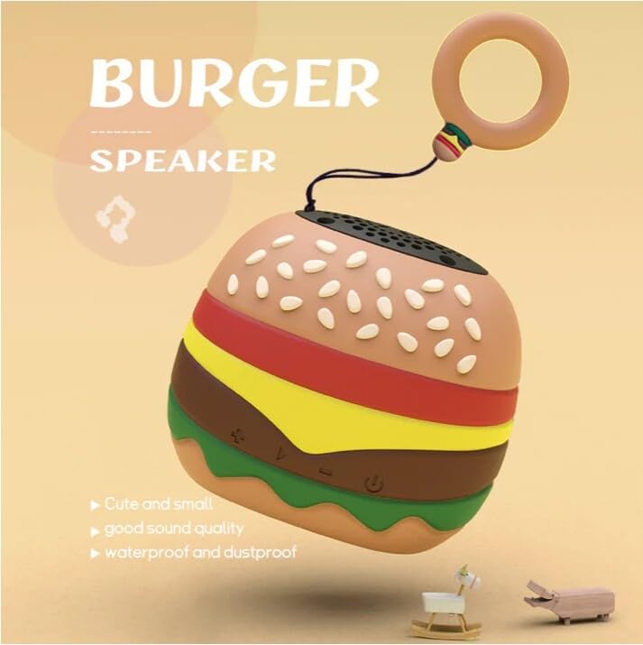 Rechargeable Mini Bluetooth Speaker – Cute Burger Design, Portable Wireless Speaker for Kids, 8H Playtime, Deep Bass & Stereo Sound (Boys & Girls) - KIDELLE & CO.