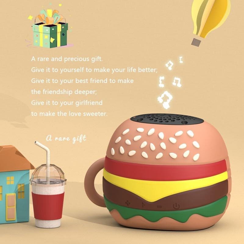 Rechargeable Mini Bluetooth Speaker – Cute Burger Design, Portable Wireless Speaker for Kids, 8H Playtime, Deep Bass & Stereo Sound (Boys & Girls) - KIDELLE & CO.