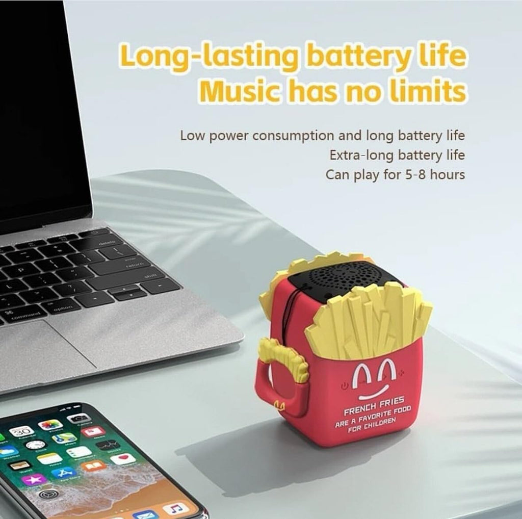 Rechargeable Mini Bluetooth Speaker – Cute French Fries Design, Portable Wireless Speaker for Kids, 8H Playtime, Deep Bass Stereo Sound (Boys & Girls) - KIDELLE & CO.
