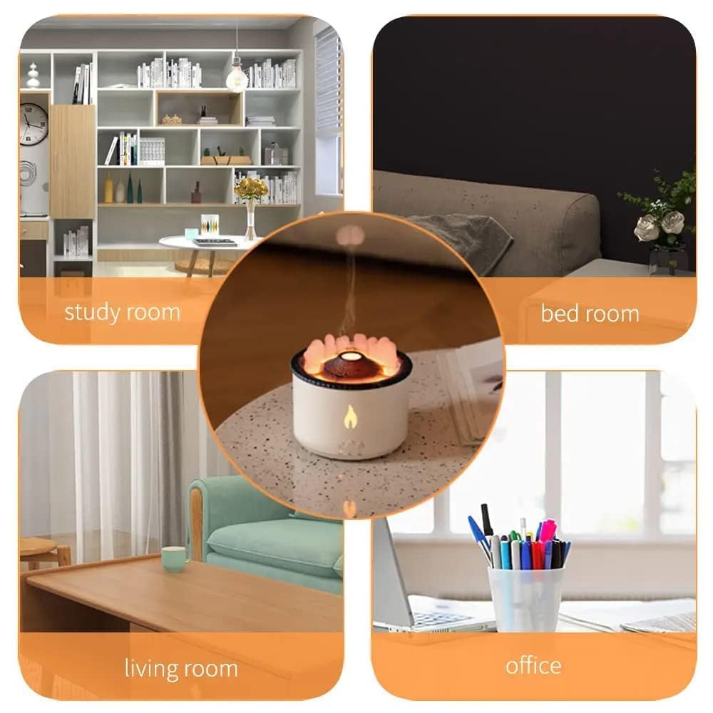 Ultrasonic Essential Oil Diffuser & Flame Volcano Humidifier – 2 Colors, 2 Modes, Auto Shut - Off Aroma Diffuser for Home, Office & Yoga - KIDELLE & CO.