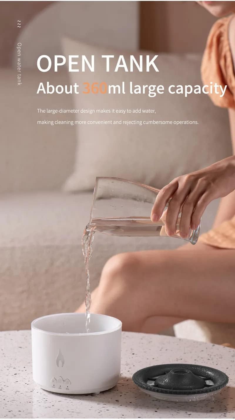 Ultrasonic Essential Oil Diffuser & Flame Volcano Humidifier – 2 Colors, 2 Modes, Auto Shut - Off Aroma Diffuser for Home, Office & Yoga - KIDELLE & CO.